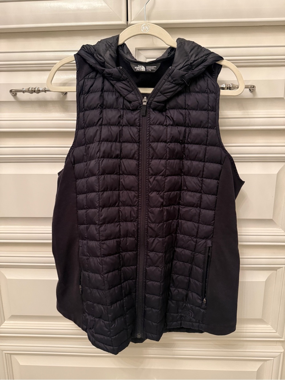 The North Face Black Quilted Hooded Vest with Stretch Sides